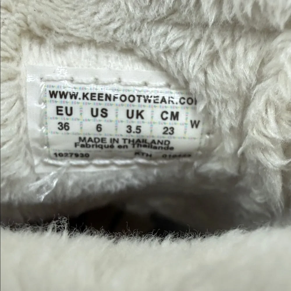 KEEN Boots Wm 6 Howser Fold Down Taupe Winter Ankle Cream Faux-Fur